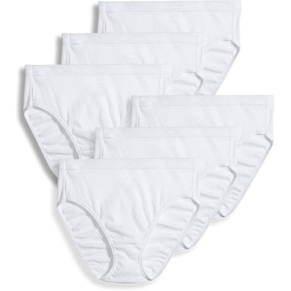 Jockey Women's 6-Pack Elance Breathe French Cut Underwear Panties - White - 9